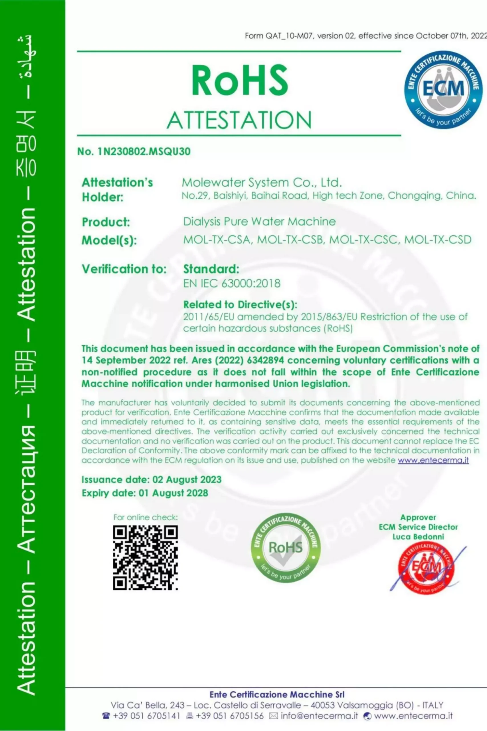 Certificates and patents