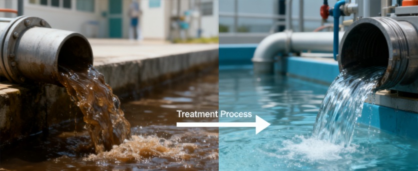 Medical Wastewater Before and After Treatment Comparison