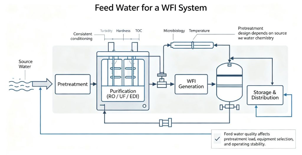 Feed water for a WFI system